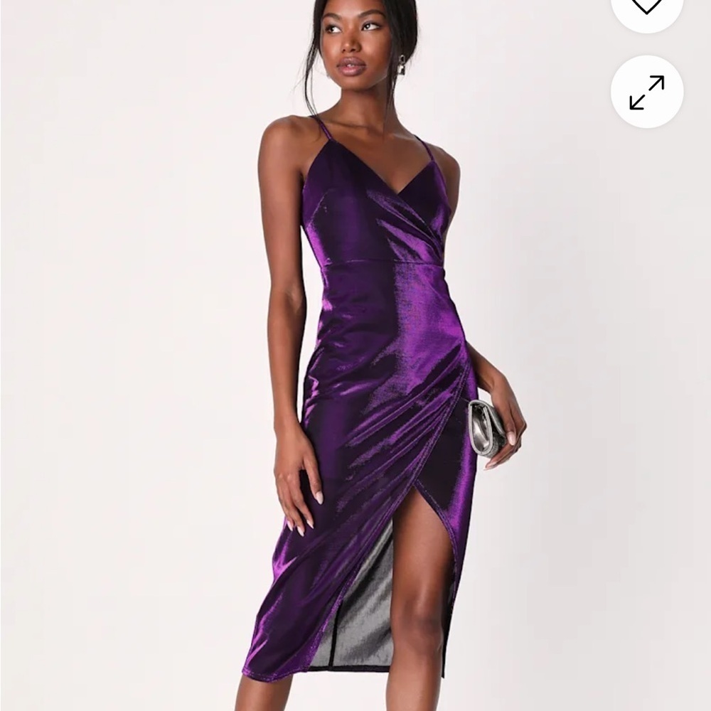Lulu's Gotta Shine Deep Purple Velour Midi Dress - Picture 4 of 14